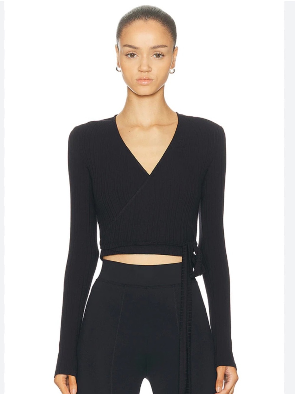 NORMA KAMALI black Long Sleeve Dolman Wrap Top size small